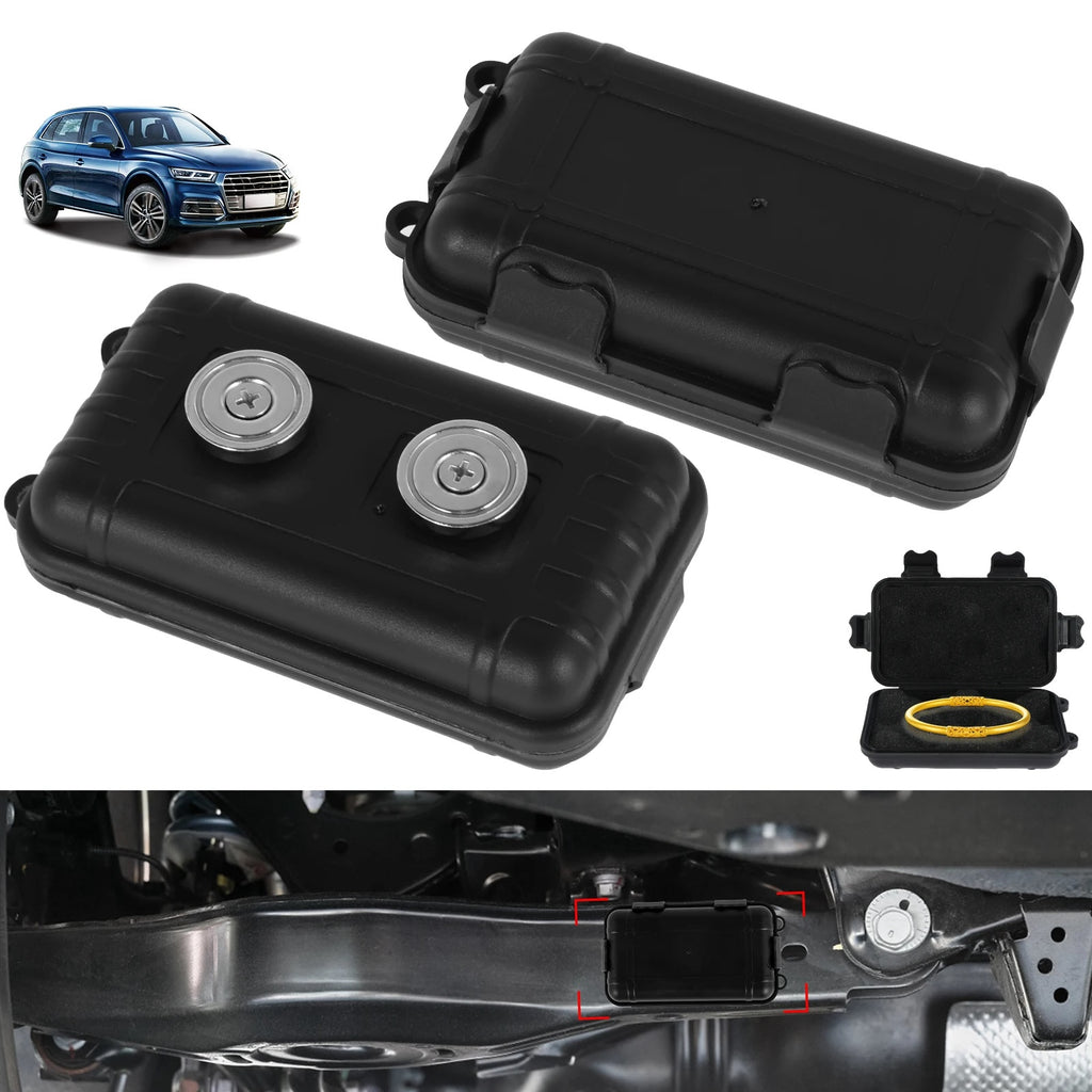 Waterproof magnetic key holder box attached to car undercarriage