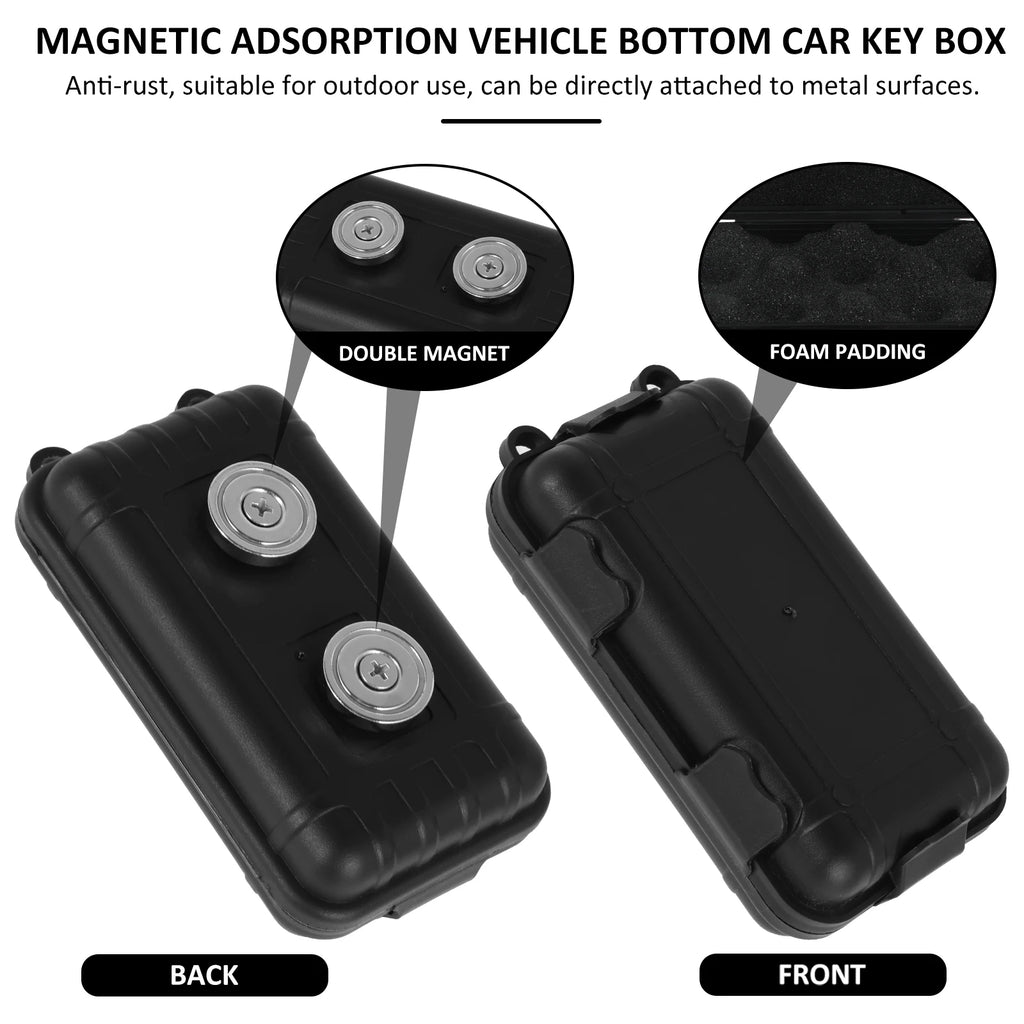 Waterproof magnetic key holder box attached to car undercarriage