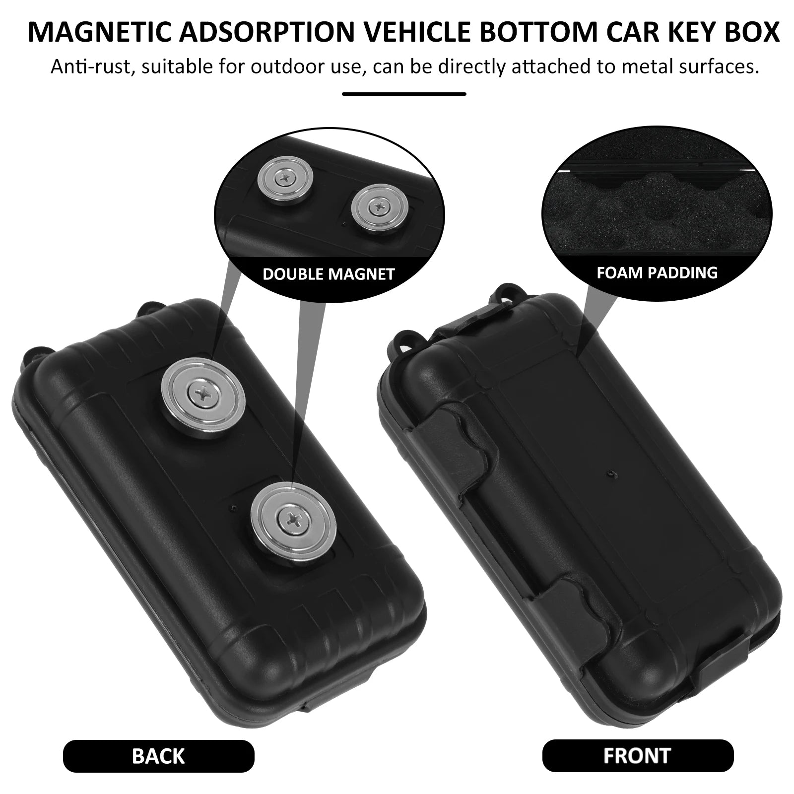 Waterproof magnetic key holder box attached to car undercarriage
